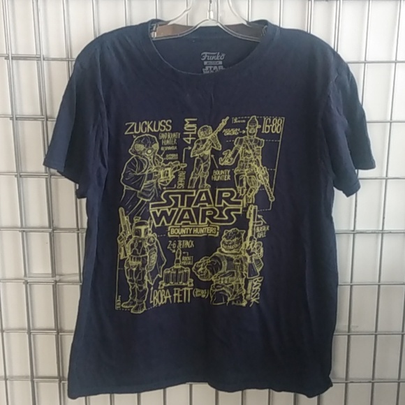 Star Wars Men's Short Sleeve T-shirt Size Medium Dark Blue with Yellow Graphics - Picture 1 of 6
